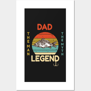 Dad The Man The Myth The Carp Fishing Legend Gift - Vintage Fisherman Dad Gift - Father's Day Carp Fishing Posters and Art